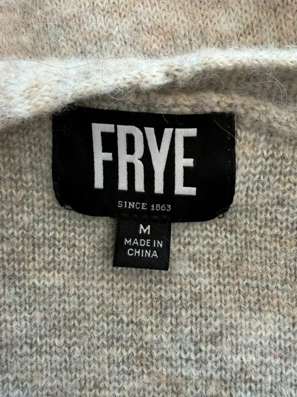 Frye Women's Patterned Cozy Open Front Cardigan Sweater Oatmeal Size M